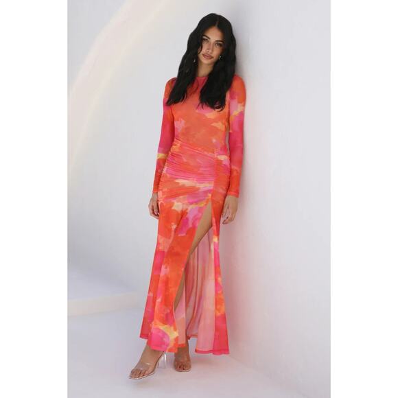 RUNAWAY THE LABEL Olivia Maxi Dress Orange Floral - Picture 5 of 14